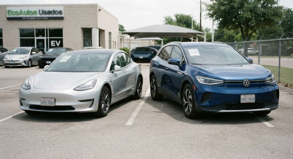 Dos coches eléctricos de segunda mano comparados en un concesionario
